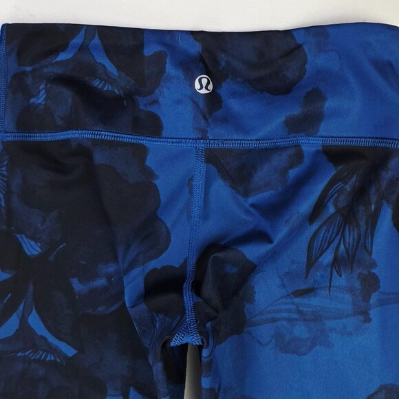 Lululemon Size 2 Womens Wunder Under Crop 23" Inseam Blue Black Floral Leggings - Picture 13 of 13